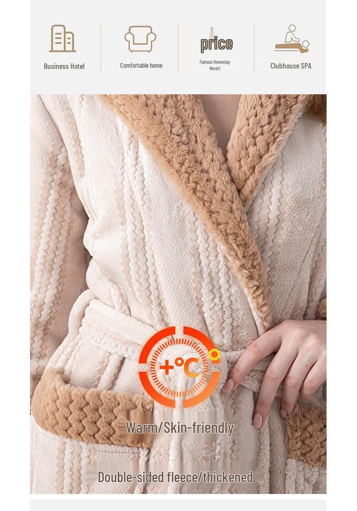 In-Stock Extra Long Hooded Jacquard Velvet Women's Bathrobe and Pajamas for Autumn/Winter