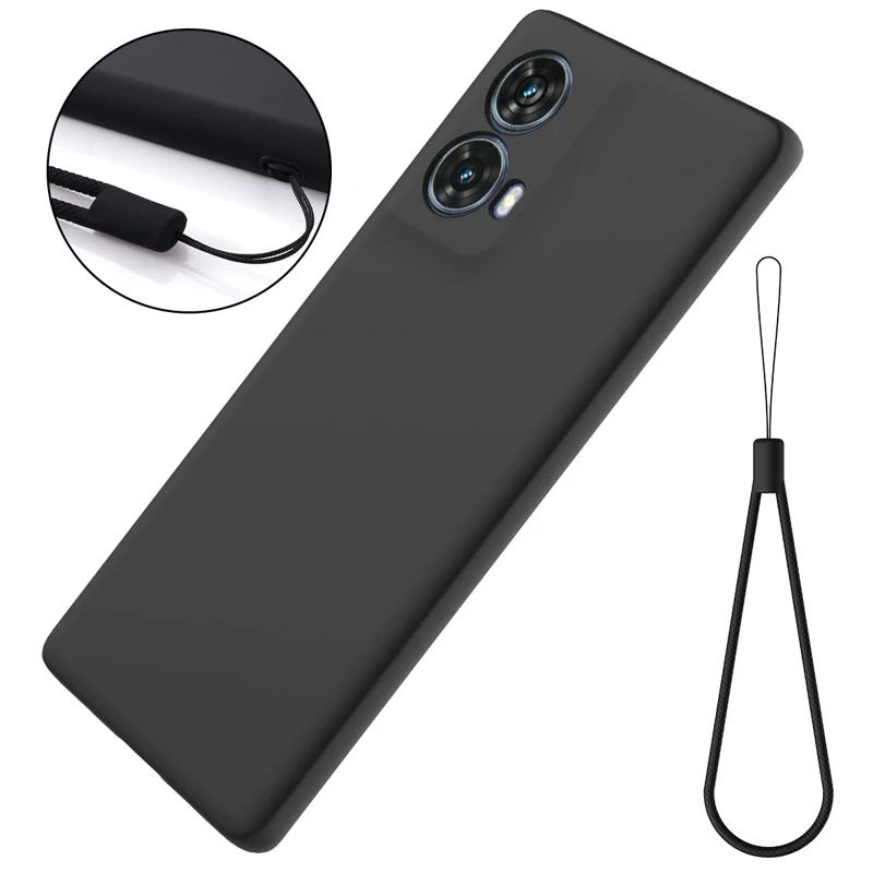 

For Motorola Moto G85 5G Solid Color Liquid Silicone Phone Case for Moto G 85 G85 Matte Bumper Shookproof Wrist Strap Case For Moto G85 5G
