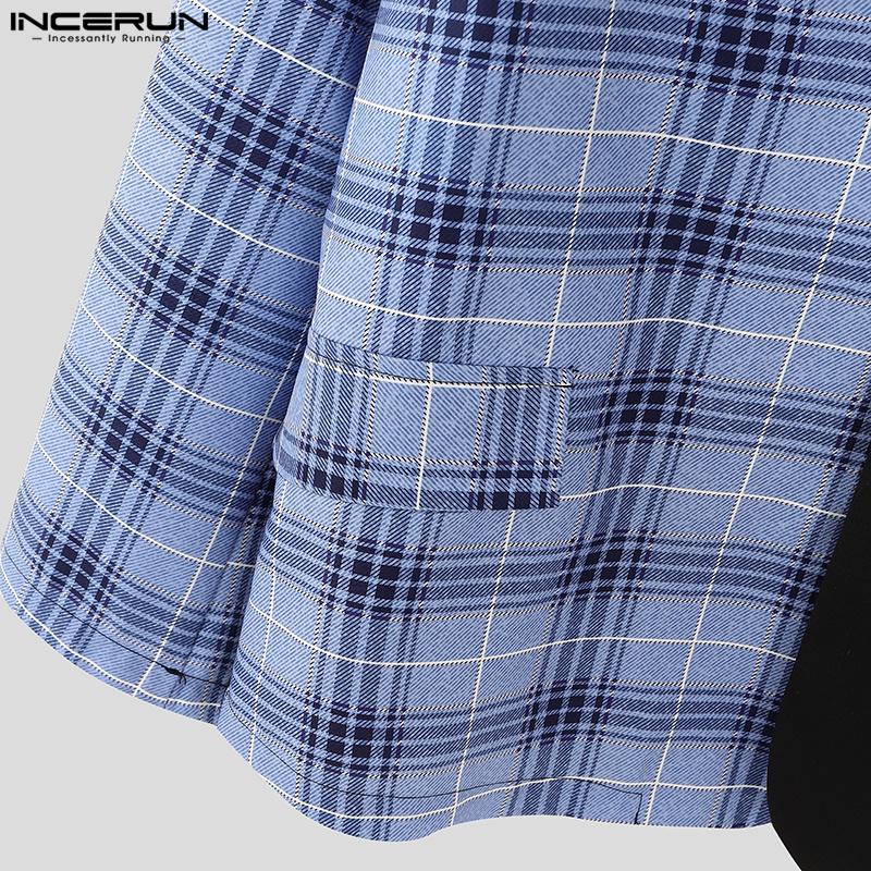 INCERUN Toamnă, primăvară, bărbați, rever, mânecă lungă, blazer, un buton, patchwork, costum, haine