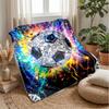 Diamond Soccer Ball Blanket Personalized Name Flannel Blanket Soft Cozy Plush Throw for Sofa Bed Lightweight Home Decor