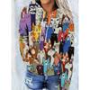 Womens Oversized Hooded Sweatshirt With Christmas Print 3D Digital Loose Fit Long Sleeve Casual Top