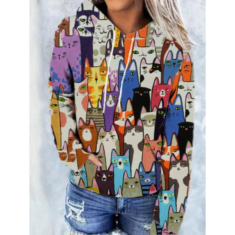 Womens Oversized Hooded Sweatshirt With Christmas Print 3D Digital Loose Fit Long Sleeve Casual Top