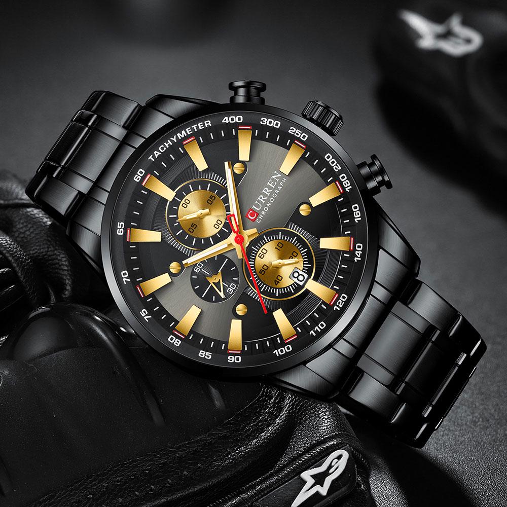 CURREN Mode Top Marke Sport Uhr Männer Edelstahl Chronograph Armbanduhr Männliche Uhr Auto Datum Casual Business Uhr Reloj