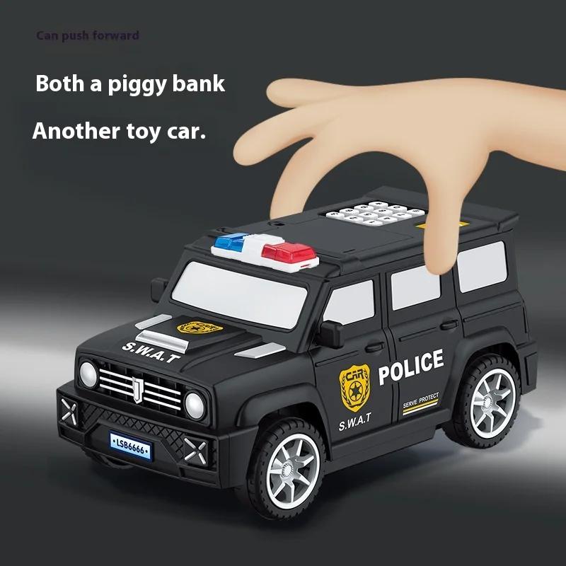 Kids' Fingerprint - Locked Safe & Cartoon Police Car Piggy Bank - Perfect for Holiday Gifts & Toy Exhibits