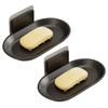 2Pcs Aluminum Wall-mounted Soap Dish Punch-Free Soap Storage Tray Soap Drain Box  Household