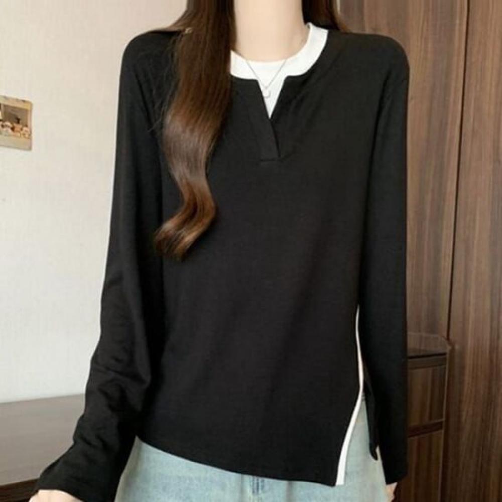 Navava NT3217 Daily Side SliT Round Neck Long Sleeve T shirT