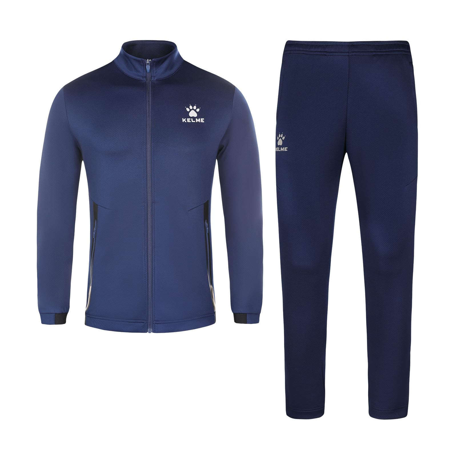 Мужской спортивный костюм Kelme, Комплект спортивной одежды, Куртка и брюки, Одежда для тренировок и бега (Япония, Алфавит, М, Темно-синий)