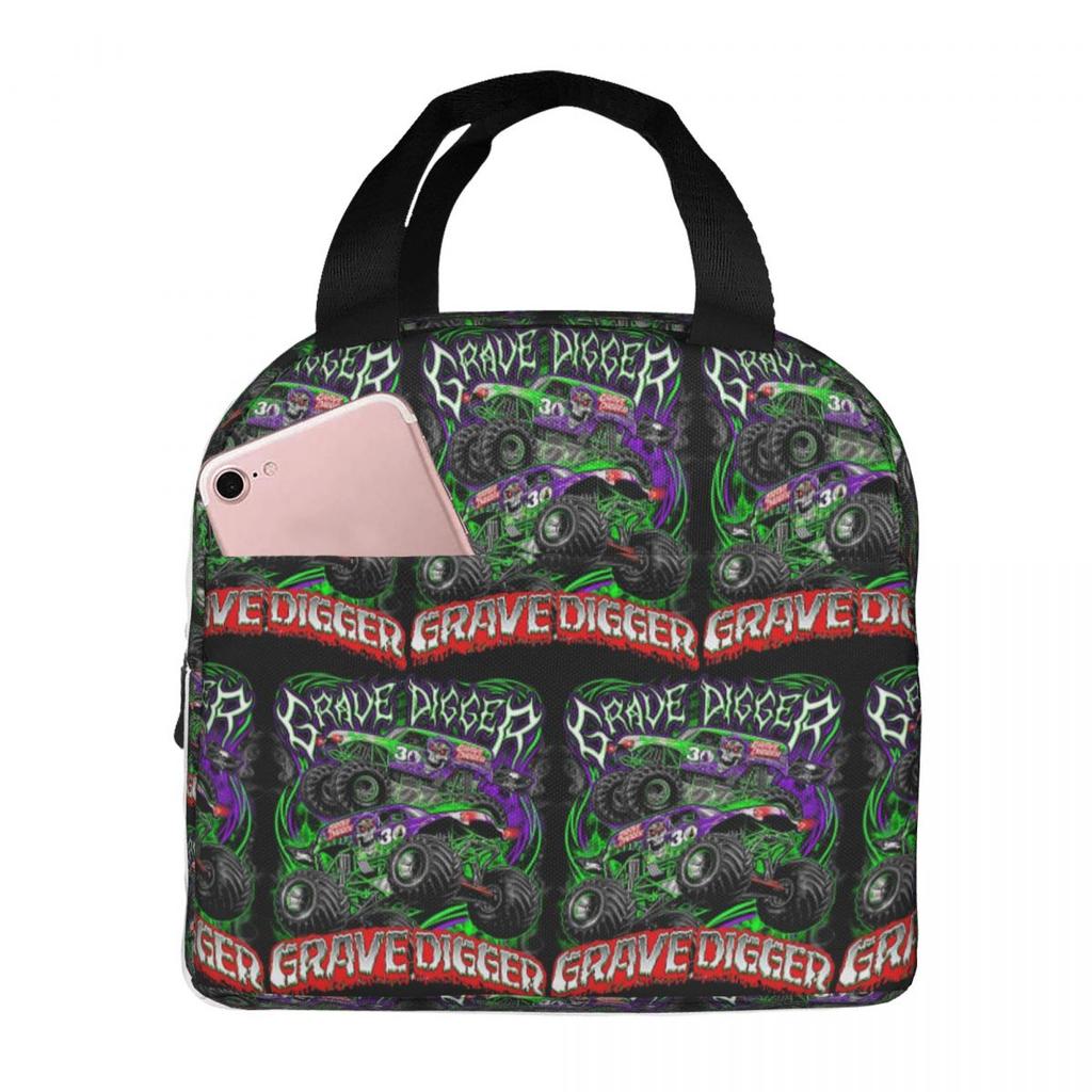 Monster Jam Grave Digger Monster Truck Insulated Lunch Bag for Women Office Cooler Thermal Food Box Tote Lunch Boxes Container