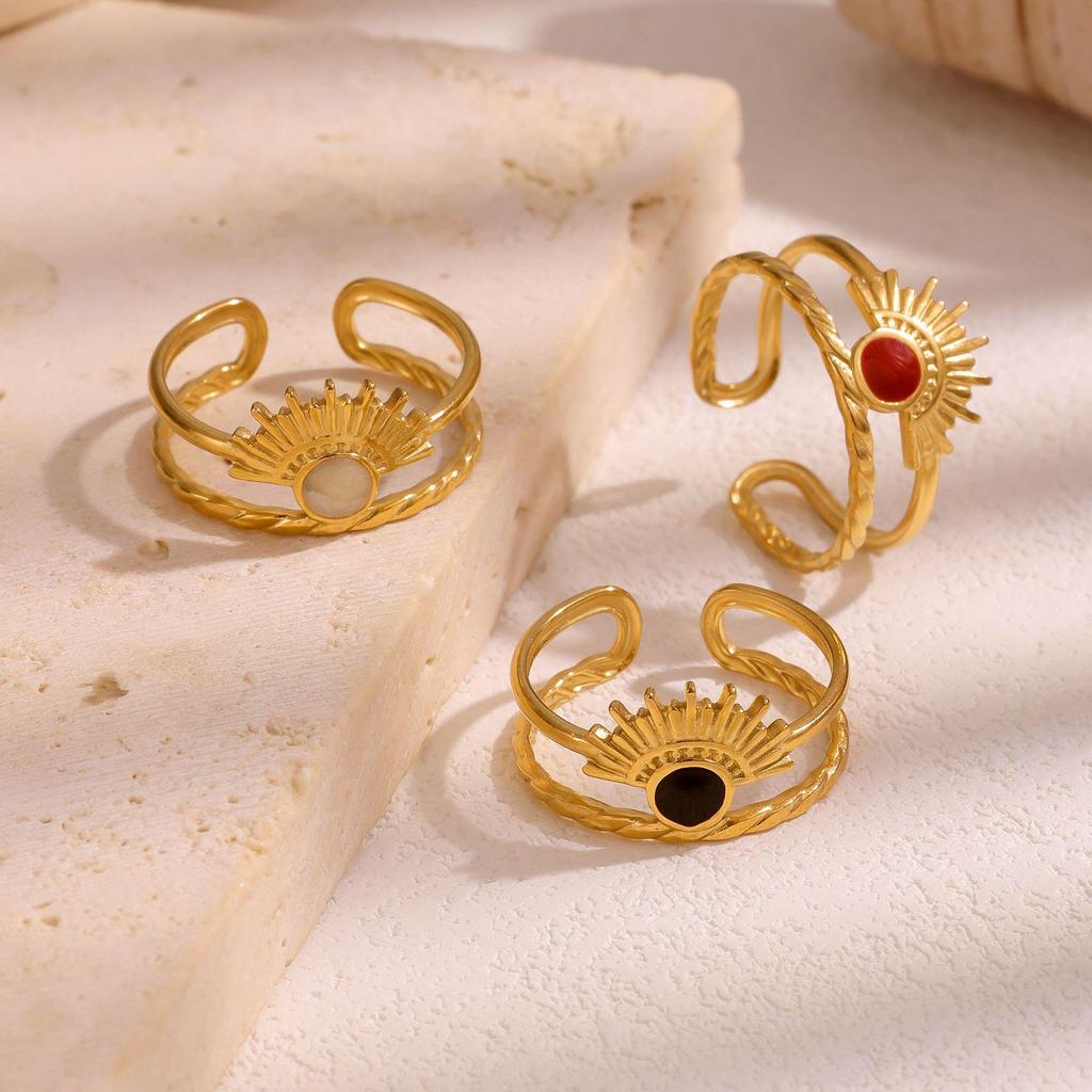 Cross Stainless Steel Court Style Luxury Drip Oil Openable Ring for Women