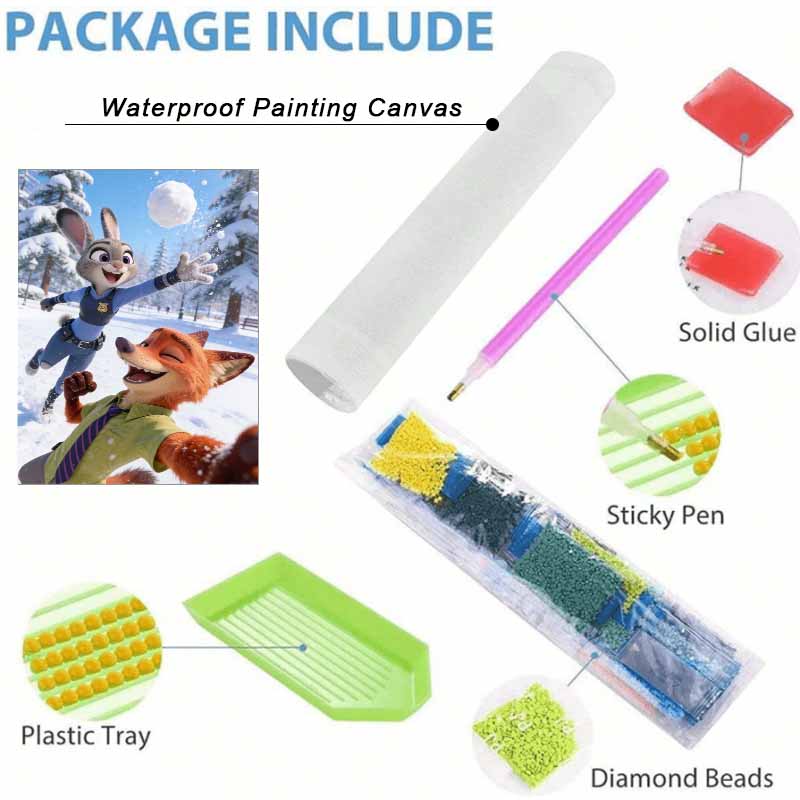 Disney Diamond Painting Kit Zootopia Snow Play Hand Embroidery 5D DIY Diamond Art Home Decor Creative Handicrafts Mosaic Wall Decor Art