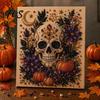 Halloween Wall Decor Kits Faux Pearl Art DIY Kit, Spooky Cute 3D Beads Painting Crafts, Autumn Atmosphere Gothic Ghost Pumpkin Cat Crow for