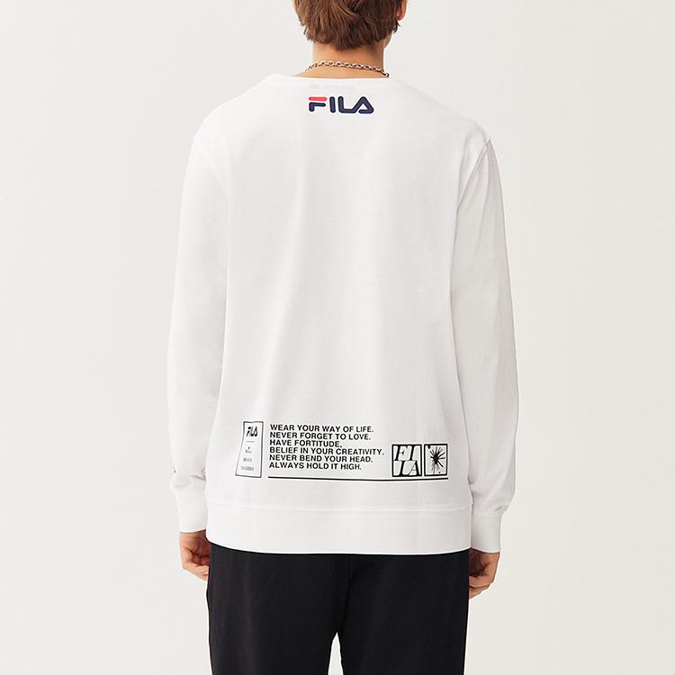 Fila Mihara Yasuhiro Collaboration Logo Round Neck Loose Long Sleeve T-Shirt Men Tops White F71M118207F-WT