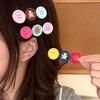Girl Hairpin Contrasting Color Design Button Shape Hair Clip Non-irritating Side Bang Hair Pin
