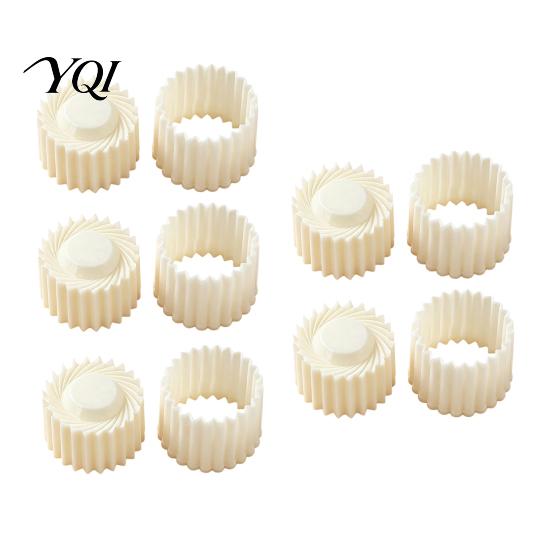 Home Baking Gadgets 2-in-1 Round Mooncake Mold, Double Ended Pastry Press with Scallop And Handheld Cookie Stamper Spiral Embossing for DIY