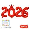 Vícebarevné 2026 Číselné balónky 16palcové Korunové fóliové balónky Silvestr Vánoce Promoce Narozeninová oslava Dekorace