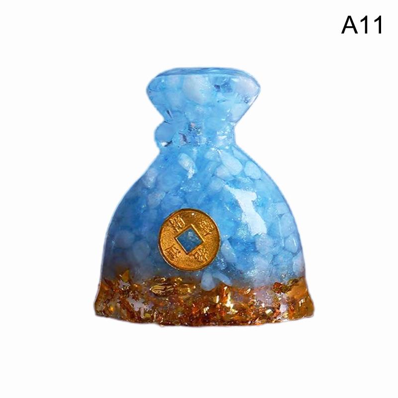 

Lucky Money Bag Crystal Prosperity Money Pouch Resin Figurine Crushed Gemstone Money Sack Feng Shui Gift Home Decor