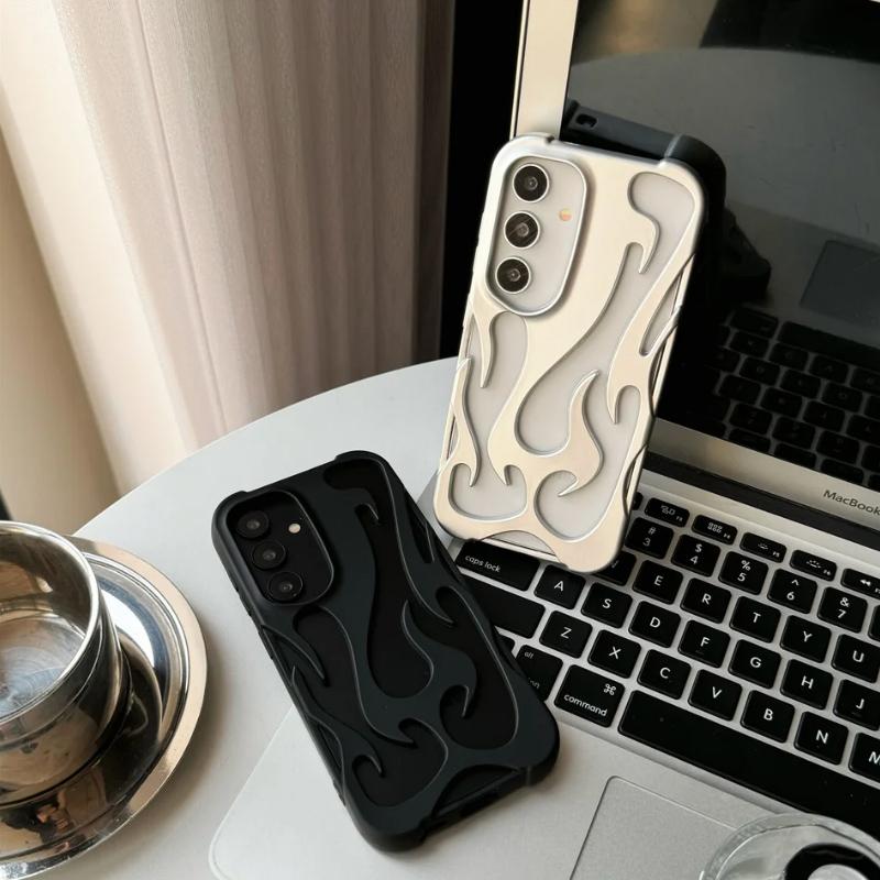 3D Flammenmuster Hülle mit Aussparungen für Samsung Galaxy S26 S25 S24 S23 S22 Ultra A55 A54 A16 A15 A14 A06 5G Schlank Stoßfest