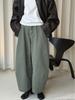 Xu Man Damen Frühling Koreanischer Arbeitskleidungsstil Halbelastischer Bund Laternen-Cropped-Hose