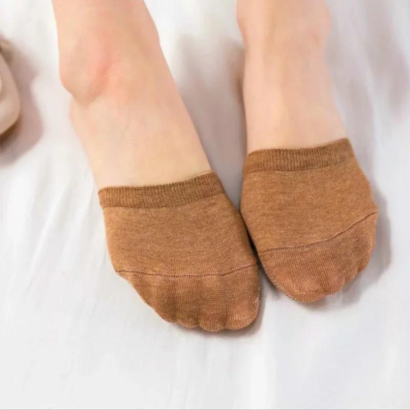 Women Summer Solid Color Forefoot Socks Female Half Foot Toe Cover High Heels Invisible Cotton Breathable Socks Accessories Gift
