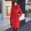 Women's Knee-Length Double-Sided Down Cotton Coat with Large Fur Collar Hood - New Winter Fashion.