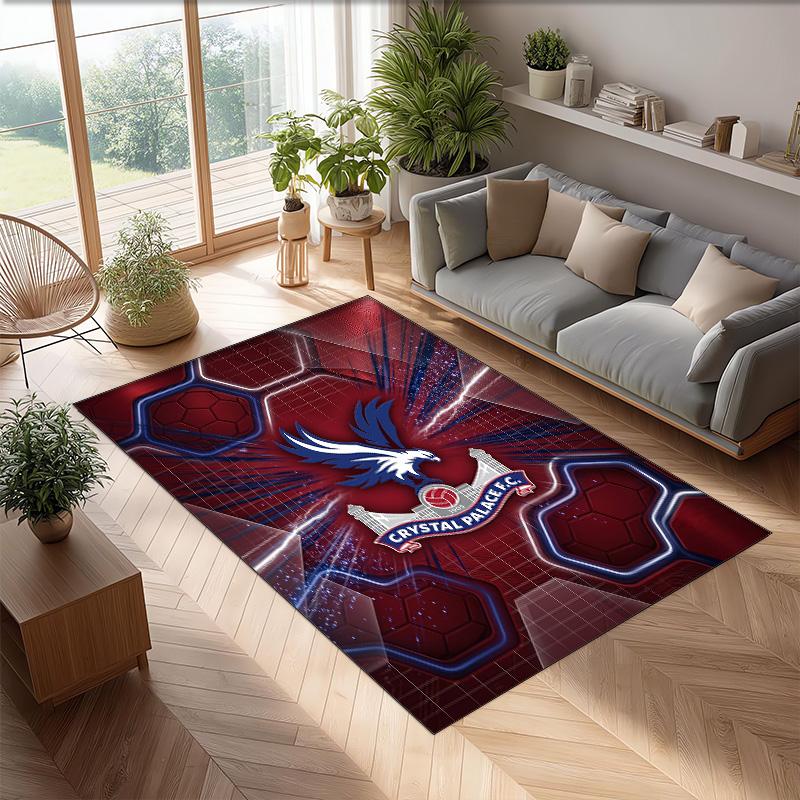 Crystal Palace Football Print Crystal Velvet Rug, Comfortable Water Absorbent Non Slip Indoor Floor Carpet