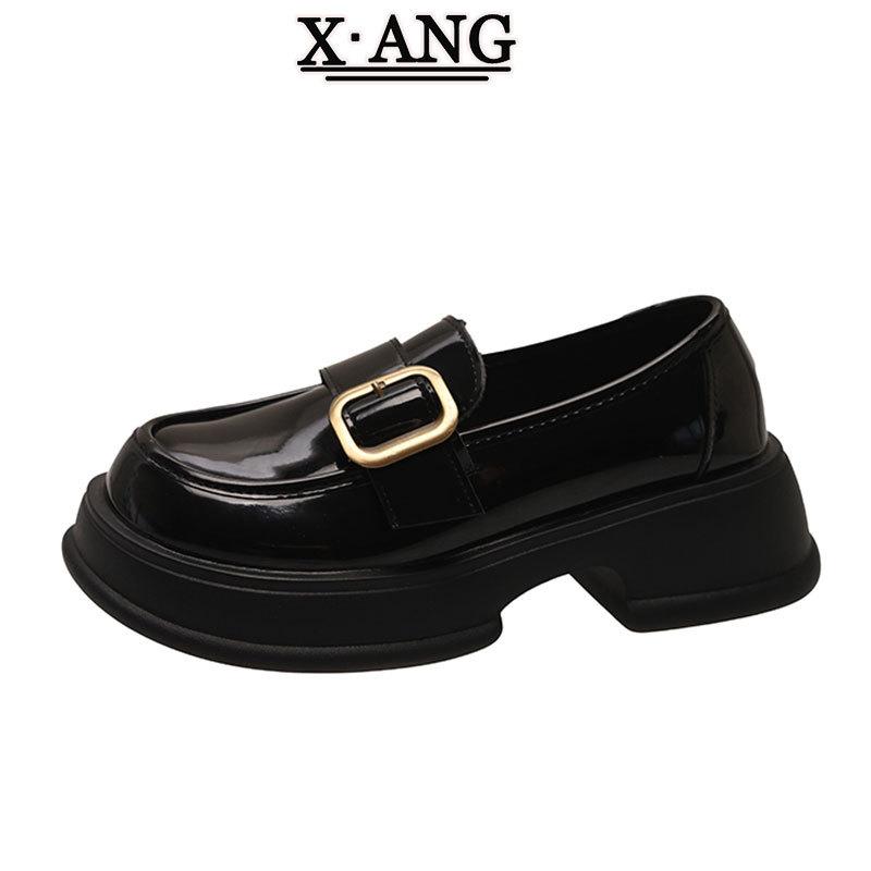 Leather women's shoes spring new one-pedal single shoes platform Mary Jane shoes British small leather shoes
