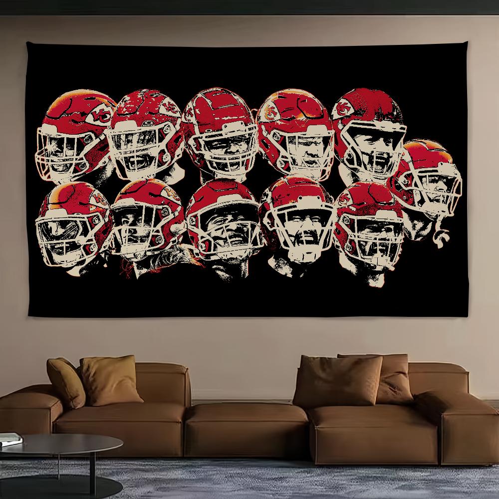 Cool K-Kansa City C-Chiefs NFLS Tapestry Background Hanging Cloth Bedroom Room Decor Aesthetic Tapestry Wall Party