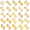 6pcs Real Gold Plated Geometric Round Oval Heart Blank Settings DIY Stone Enamel Crystal Stainless Steel Ear Studs For Women Men