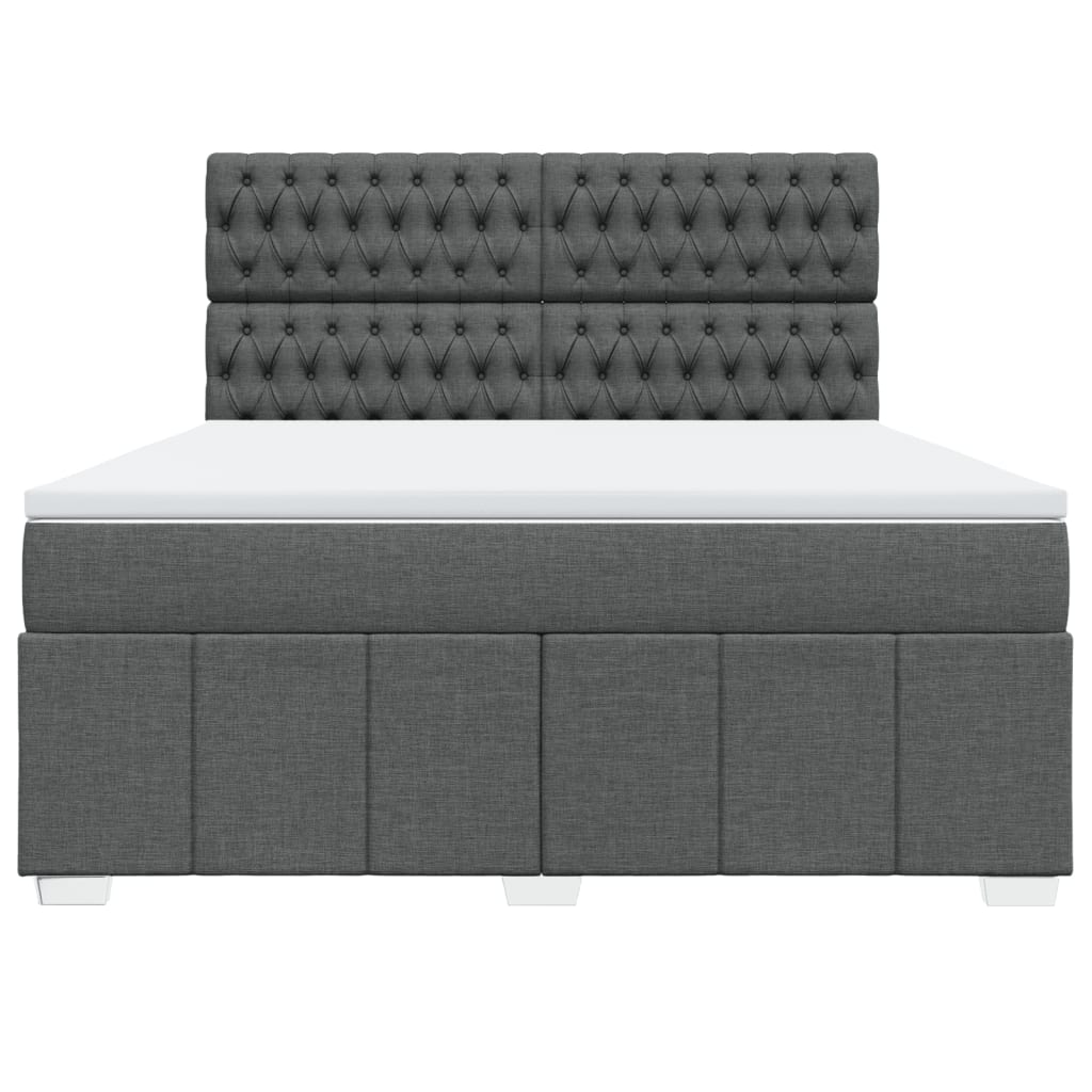 Box Spring Bed with Mattress Dark Grey 180 x 200 cm Fabric