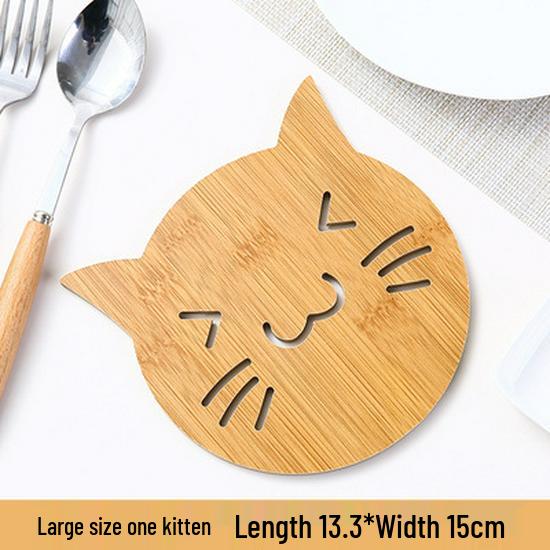 Cartoon Wooden Coaster - Heat-Resistant, Anti-Slip Pad for Kitchen and Table Use