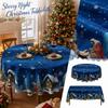 Elegant Christmas Tablecloth with Night Scene Print, Oil- Clean, Round or Square Decorative Table Cover for Holiday Party Dining