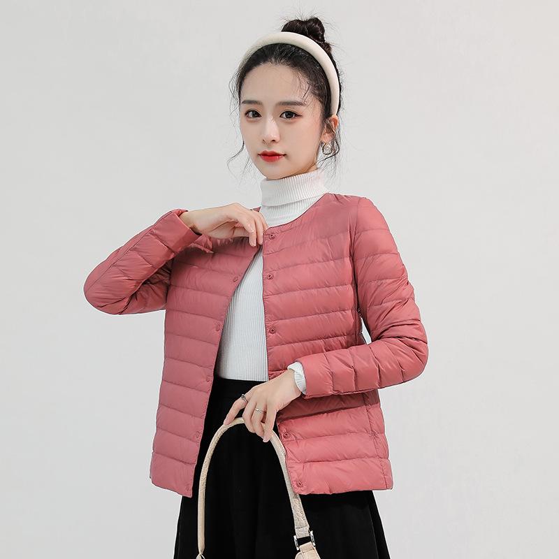 Men's Lightweight Collarless Down Jacket - Autumn/Winter, Plus Size Round Neck White Duck Coat