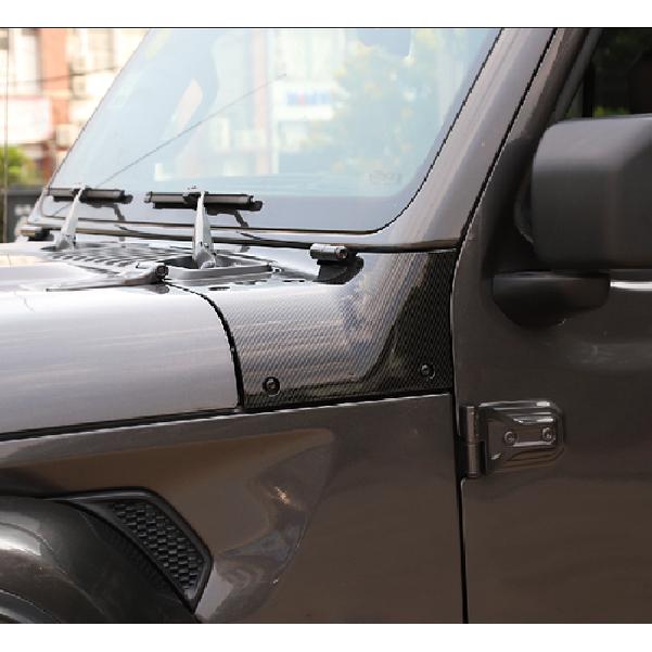 Fit For 2018- Jeep JL JT Carbon fiber Side Hood Body Armor Cowl Cover Trim
