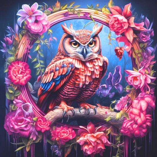1 Set DIY Diamond Painting Kit Exquisite Owl Pattern Rhinestone Picture Craft Set for Home Decoration