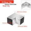 Stainless Steel Four-Way Tee Connector for Square Tubes - Weld-Free Fastener