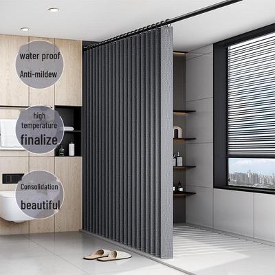 Double-Sided Magnetic Folding Shower Curtain: Punch-Free, Invisible, Waterproof, Mildew-Proof Bathroom Partition.