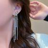 New Rhinestone Tassel Chain Earrings for Women Bling Luxury Zircon Long Drop Earring for Elegent Banquet Jewelry Daily Wear