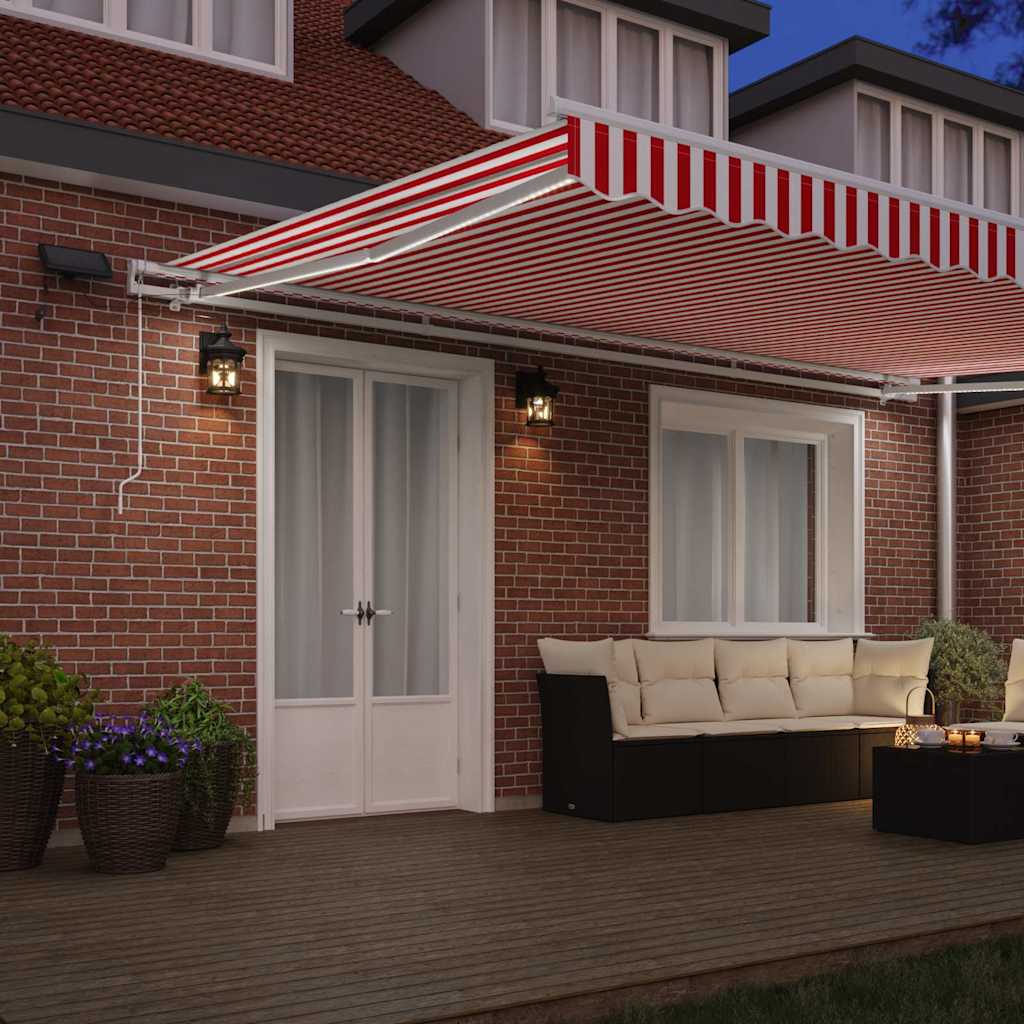 Retractable Awning Red and White 500 X 300 Cm
