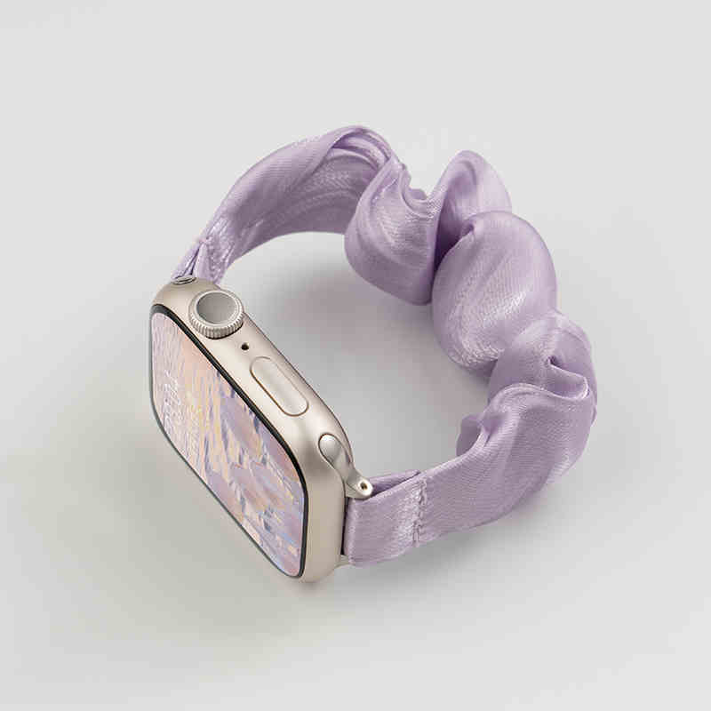 INS Chiffon Ice Silk Elastic Scrunchie Strap For Samsung Galaxy Fit3 SM-R390 Slim Girl Band Loop Bracelet For Galaxy Fit 3