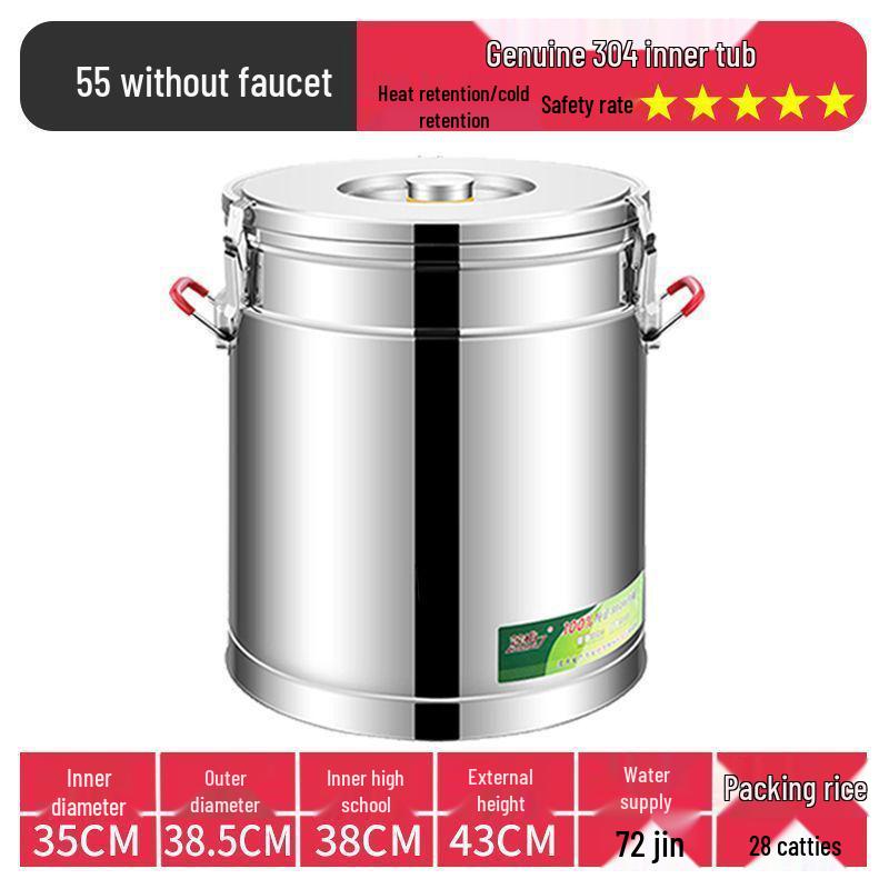 Isolierter Eimer aus Edelstahl 304 für Reis und Sojamilch, Eimer für Eisgelee mit großem Fassungsvermögen