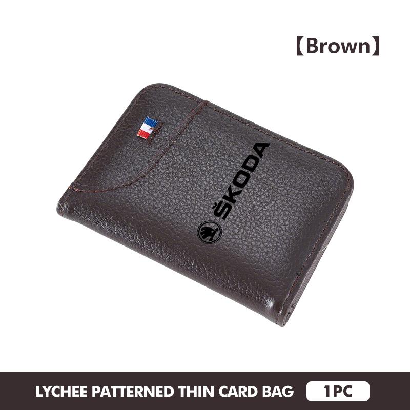 HAZJ3 Car Wallet Driver's Licence Insurance Card Holder Multi Pocket Wallet For Skoda S Kodiaq Octavia 2 3 Yeti Karoq Rapid Fabia VII