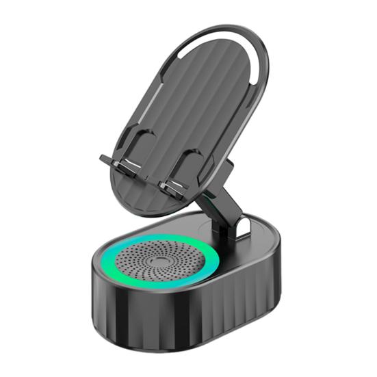 

Подставка для мобильного телефона с вращением на 360 градусов, беспроводной аудиодинамик с поддержкой Bluetooth, держатель для телефона с красочной подсветкой чёрный