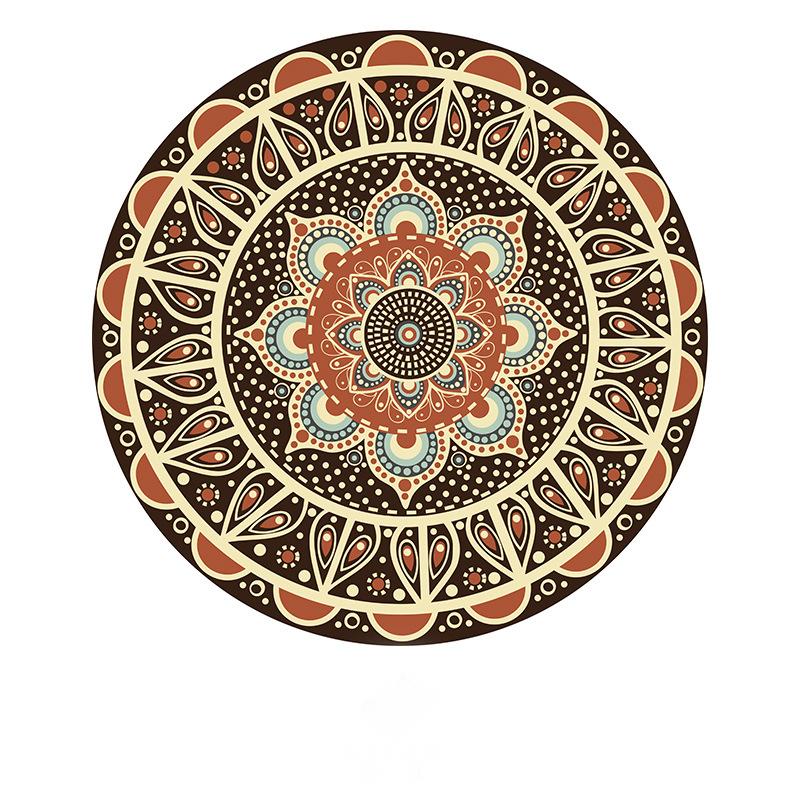 Tappeto Rotondo Boemia Soggiorno Geometrico Etnico Fiori Camera da Letto Antiscivolo Vintage Tappetino da Pavimento Decorazione Casa