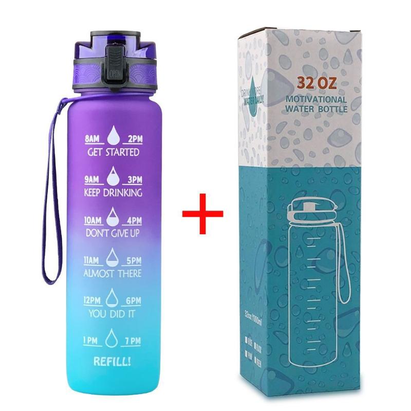 1L/500mL Plastic Kettle Tritan Material Matte Gradient Bounce Sports Water Bottle Space Cup Travel Cup