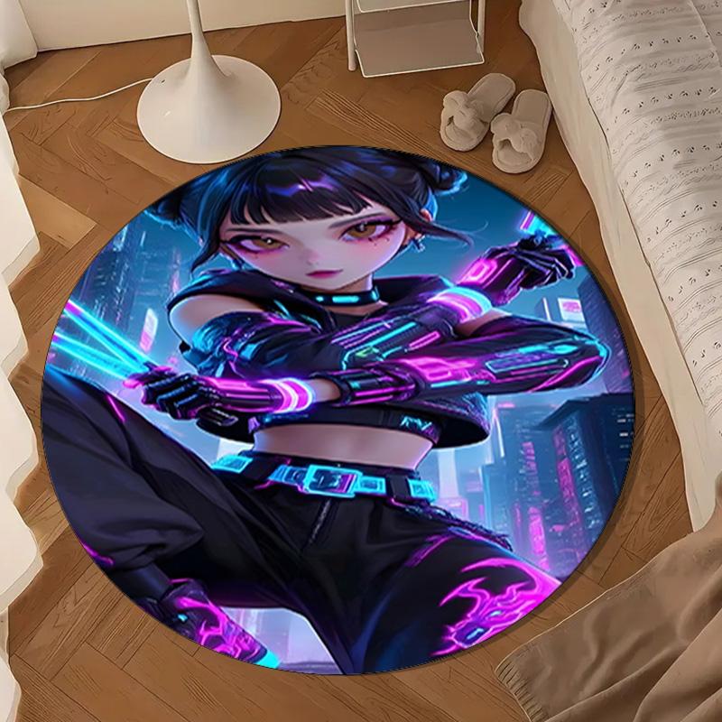 Kpop cartoon Round Rug for Livingroom,Bedroom, Palyroom, Chair Rug, Area rug, Circle Carpet, Large Size Fan Christmas gift