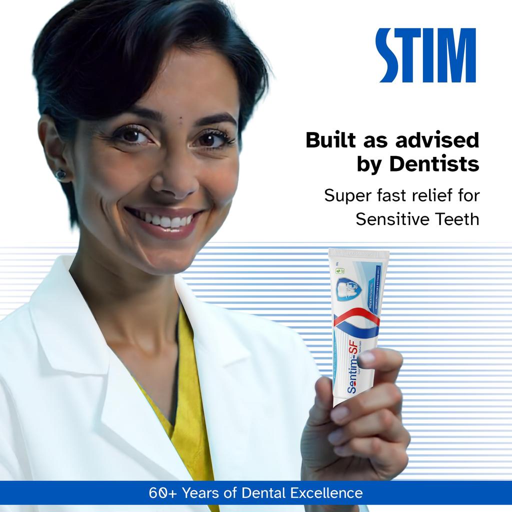 Sentim-SF 0.4% Stannous Fluoride Toothpaste 50 G | For Sensitive Teeth, Cavity Protection, Whitening & Cool Mint Freshness (Pack of 1)