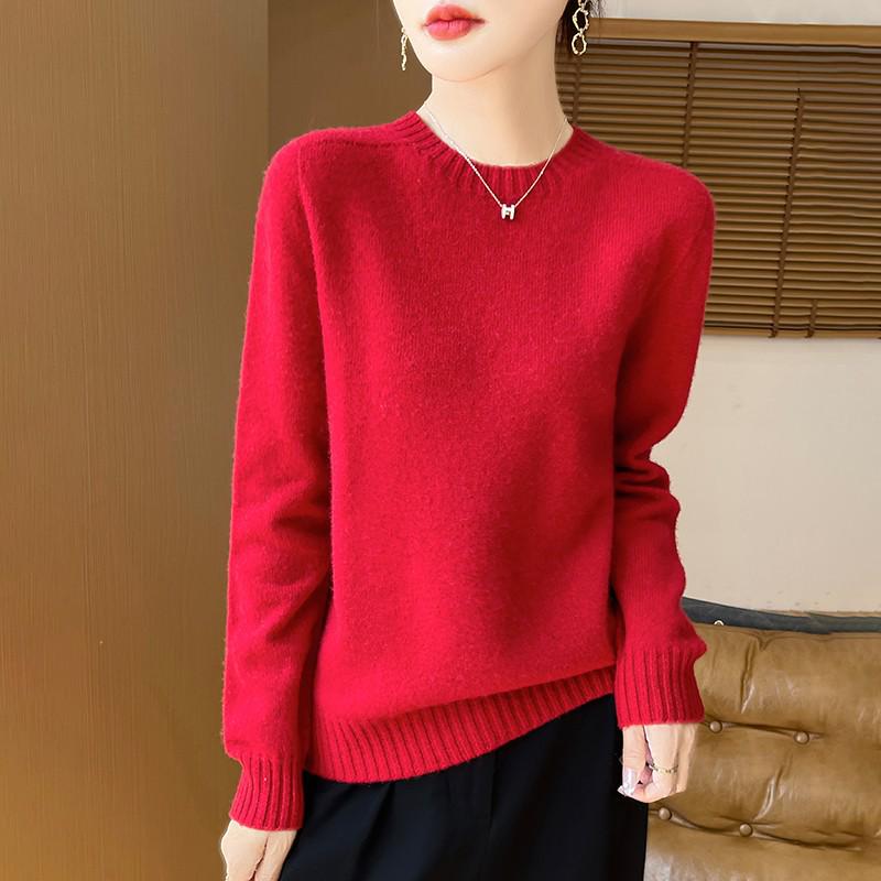 100% Pure Wool Loose Knit Fashion Sweater - Cashmere Thickened Pullover for Autumn/Winter.