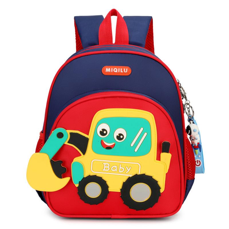 Construction Equipment Kids Backpack With Breathable Material And Cartoon Excavator For Early School