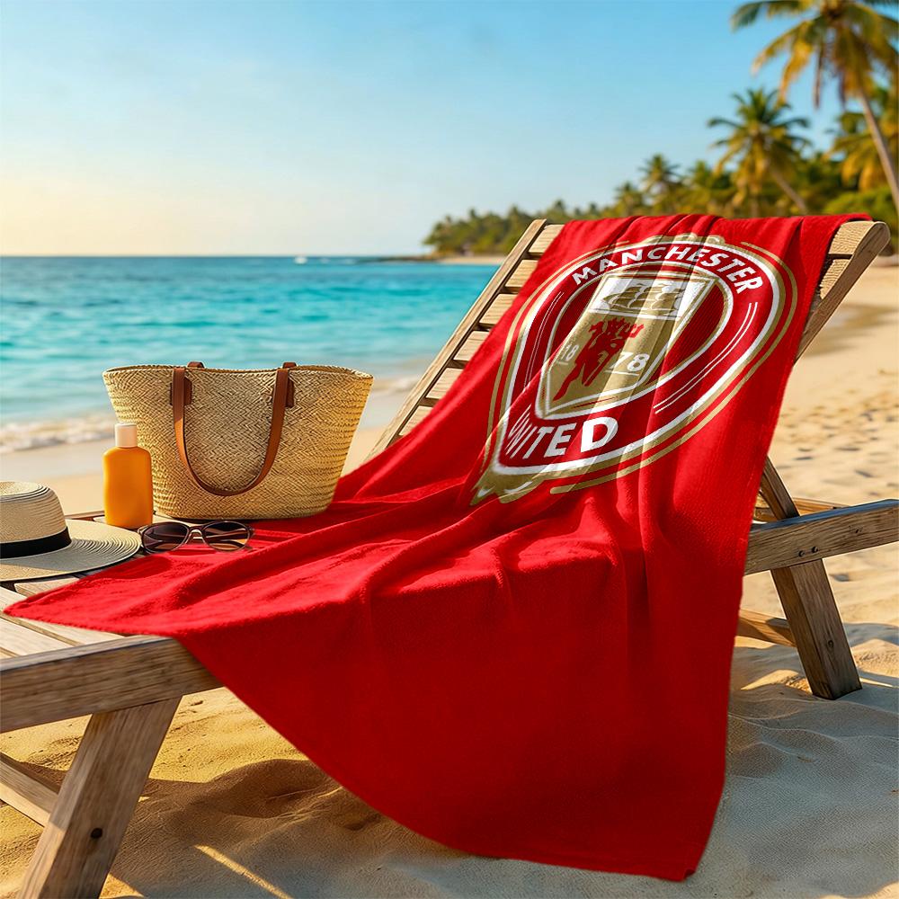 Asciugamano da Spiaggia Logo Manchester United Super Morbido Microfibra Tessuto Quickdry Confortevole Leggero Perfetto per Viaggiare Yoga Campeggio e Nuoto