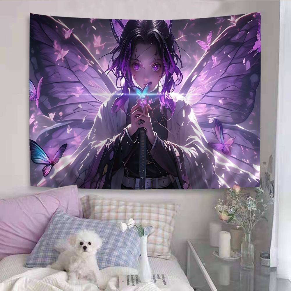 Kochou Shinobu Demon Slayer Anime Tapestry Hanging Tarot Hippie Wall Rugs Dorm Wall Hanging Sheets